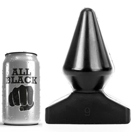 This buttplug All Black is cone-shaped and facilitates its insertion and stretching for maximum anal pleasure.Water and silicone based lubricants can be used here. It is important to clean the back cap well after use.Each toy is individually wrapped in a transparent plastic protective case.Characteristics:	Product dimensions: 18.5 x 9 x 9 cm	Product weight: 816 gr	Product Diameter: 9.0cm	Insertable length: 14 cm	Waterproof: Yes	Materials: PVCDiscover the entire range of ALLBLACK products