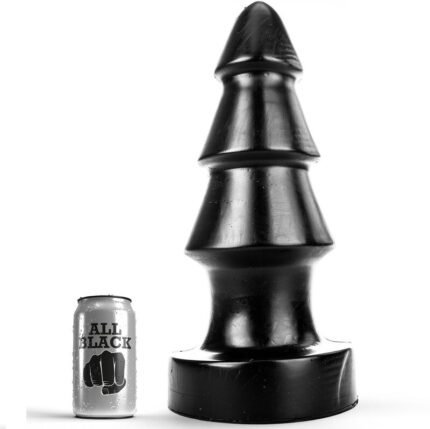 This buttplug All Black is shaped like a Christmas tree in a huge size. Only suitable for the advanced.Water and silicone based lubricants can be used here. It is important to clean the cap well after use. Each toy is tightly wrapped in a transparent plastic protective case.	• Material: PVC	• Measures: 40 x 14 cmDiscover the entire range of ALLBLACK products