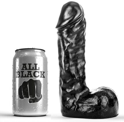 This All Black dildo is slightly veined