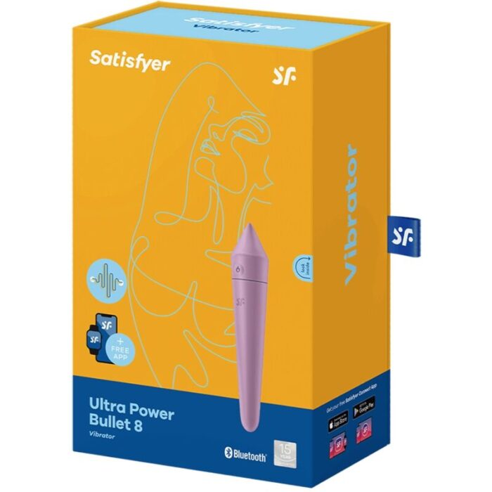 this toy can be used safely in water and is easy to clean	Powerful vibration patterns provide intense clitoral stimulation	15-year guarantee	Clitoral stimulation through powerful vibrations	12 vibration programs	Can also be used without the app	App offers an unending range of programmes	Body-friendly silicone	Waterproof (IPX7)	Whisper mode	Rechargeable Li-ion battery	Magnetic USB charging cable included	Easy to cleanSatisfyer Ultra Power Bullet 8: Mini vibrator for intense clitoral stimulationWith its extravagant appearance