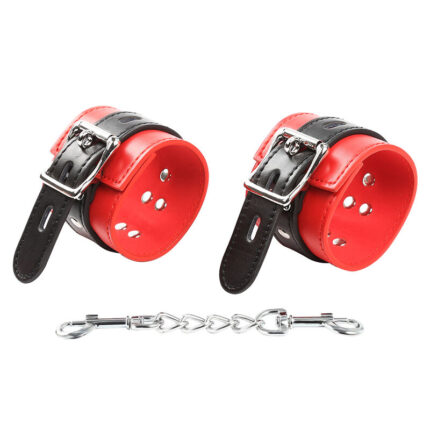 The current use of Fetish fits into the sexual realm. It refers in popular language to the pleasure or admiration of certain body parts or objects in a way that produces excitement or pleasure. Ohmama offers you all the elements and accessories so you can carry them out like never before without complexes using the highest quality materialsCharacteristics	Handcuffs for restraint games	Red with black strap