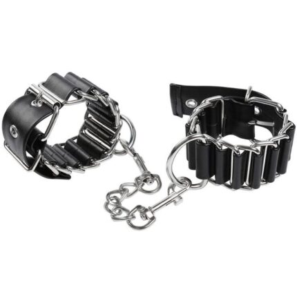 The current use of Fetish fits into the sexual realm. It refers in popular language to the pleasure or admiration of certain body parts or objects in a way that produces excitement or pleasure. Ohmama offers you all the elements and accessories so you can carry them out like never before without complexes using the highest quality materialsCharacteristics	Hinge-like wrist restraints 	Metal strap	Composition: PVC and Metal (70% PVC