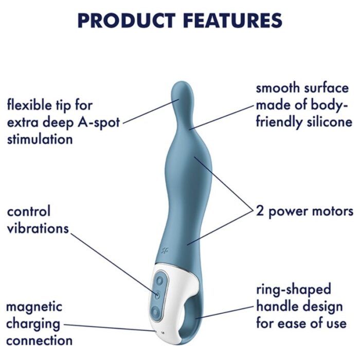 skin-friendly medical silicone with a silky feel	15 year warranty	Whisper mode	Rechargeable Li-ion battery	Waterproof (IPX7)	Magnetic USB charging cable included	Easy to cleanWhat else can the Satisfyer A-Mazing 1 offer you?The A-spot is located about 2 inches above the G-spot