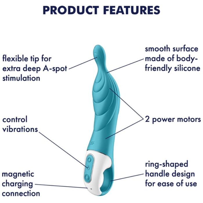 skin-friendly medical silicone with a silky feel	15 year warranty	Whisper mode	Rechargeable Li-ion battery	Waterproof (IPX7)	Magnetic USB charging cable included	Easy to cleanWhat else can the Satisfyer A-Mazing 2 offer you?The A-spot is located about 2 inches above the G-spot