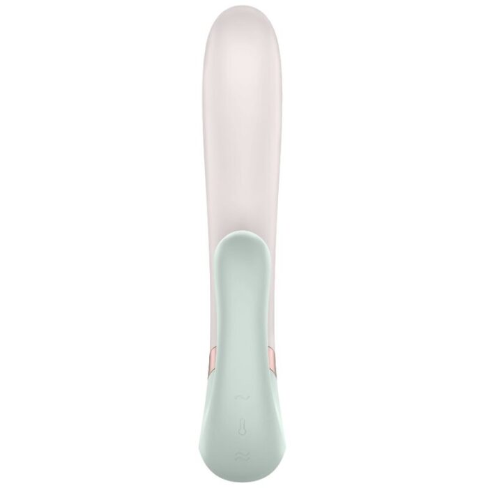 warmth and app control.Product information "Heat Wave"	2 super powerful motors	Sensual stimulation through vibration and heat	Clitoral and G-spot stimulation	Compatible with the free Satisfyer App - Available on iOS and Android	15-year guarantee	Can also be used without the app	App offers an unending range of programmes	Body-friendly silicone	Whisper mode	Rechargeable Li-ion battery	Magnetic USB charging cable included	Easy to cleanMore information about the Satisfyer Heat Wave With the large tip of the handle