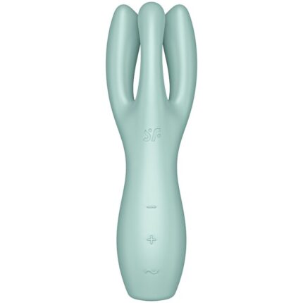 a powerful motor and an innovative design. It is a contact vibrator that stimulates the clitoris and labia.Product information Satisfyer "Threesome 3"	Sensual stimulation of clitoris and labia	12 vibration programs	3 super-strong power motors	Silicone Flex technology	Whisper mode	Made of super soft