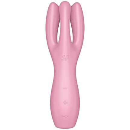 a powerful motor and an innovative design. It is a contact vibrator that stimulates the clitoris and labia.Product information Satisfyer "Threesome 3"	Sensual stimulation of clitoris and labia	12 vibration programs	3 super-strong power motors	Silicone Flex technology	Whisper mode	Made of super soft