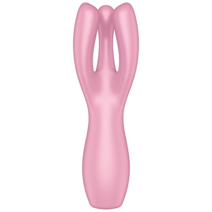 skin-friendly medical silicone with a silky feel	15 year warranty	Rechargeable Li-ion battery	Waterproof (IPX7)	Magnetic USB charging cable included	Easy to cleanWhat else can the Satisfyer Big Heat vibrator offer you?The rigid body has flexible arms that can be adjusted to stimulate the right places. Threesome 3 has three motors that offer powerful and deep vibrations to the user. 2 x 12 vibration programs offer countless ways to stimulate the clitoris and labia.