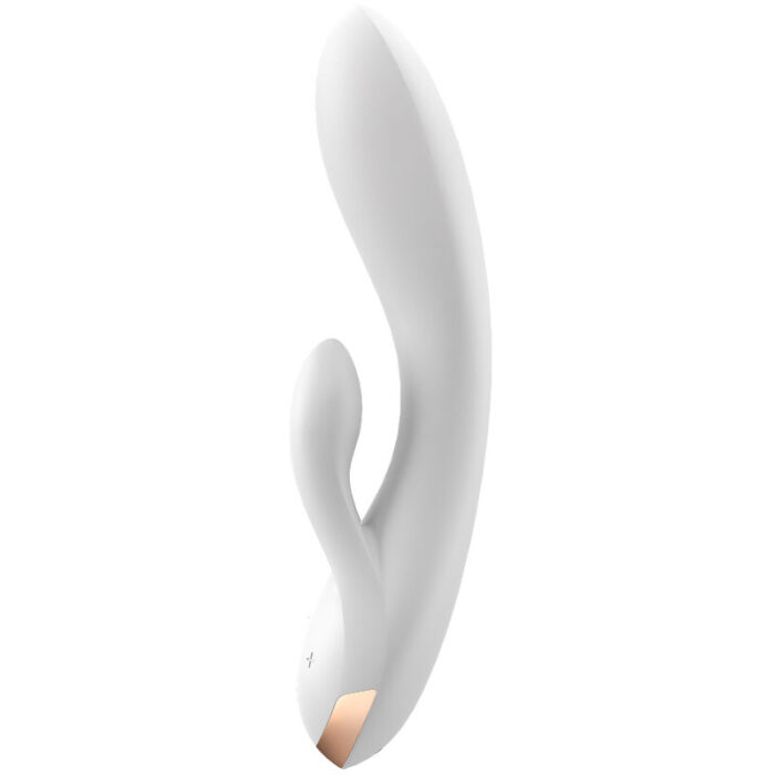 double the fun! Get streamlined and powerful vibrations that contour to your body through the Silicone Flex Technology built into the innovative rabbit style Double Flex!Product information "Double Flex"	Compatible with the free Satisfyer App - Available on iOS and Android	3 powerful motors transmit intense vibration rhythms throughout the entire toy 15-year guarantee	Can also be used without the app	Preset programmes can be edited	3 high-powered motors	App offers an unending range of programmes	Clitoris and G-spot stimulation	Whisper mode	Body-friendly silicone	Rechargeable Li-ion battery	Waterproof (IPX7)	Magnetic USB charging cable included	Easy to cleanWhat can the Satisfyer Double Flex do?With three strong motors