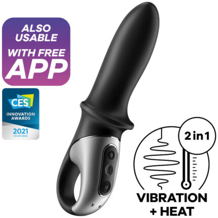 The Hot Passion comes equipped with a rather voluminous shaft and rounded tip. This shape is especially ideal for prostate stimulation!Product information "Satisfyer Hot Passion"	Compatible with the free Satisfyer app – available for iOS and Android	The combination of the sensual heating function and vibrations ensures intense stimulation	Unisex: Device can be used by all genders	Sensual stimulation through vibration and heat	15-year guarantee	Sensual prostate stimulation	Body-friendly silicone	Can also be used without the app	Endless variety of programs with the app	Editable preset programs	Waterproof (IPX7)	Whisper mode	Lithium-ion battery	Easy to clean	USB magnetic charging cable includedSatisfyer Hot Passion: Anal vibrator with heating functionEnjoy a realistic experience as this rather inflexible and unisex heated vibe gets up to body temperature
