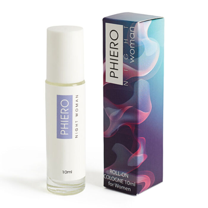 Phiero Night Woman is one of the female perfume from Phiero range with 3 pheromones to arouse attraction of the opposite sex. The new roll-on format allows to take anywhere and use on any occasion .Benefits:	Arouse attraction to the opposite sex	Improve personal relationships	Greater confidenceIn addition: 	Improve sexual encounters	Increases self-esteem	Get rid of shyness and tension	Indication: arouse personal appeal.	Mode of use : The roll-on format allows the use of the perfume in a more comfortable way.	Olfactory family : Floral.	Pheromones: 4 (estratetraenol