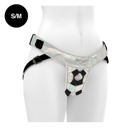 MYTHOLOGY FANTASY HARNESS - IRIDESCENT S/MA comfortable harness for dildos. Strap-on sex is great. Feel good while you do it in this stylish and durable harness.WHAT MAKES THE MYTHOLOGIC HARNESS SPECIAL?Strapping him in is awesome