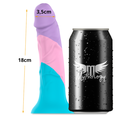 all Mythology brand dildos are adaptable to the Fantasy Harness line.	Size: M	Total Length: 18 cm	Insertable Length: 14.5 cm	Diameter: 3.5 cm	Colour: Pastel	Super flexible	Ergonomic	Strong suction base	Soft & skin-safe silicone - BPA free	Waterproof	Super powerful vibration (includes magnetic USB charger)	Recommended for use with water-based lubricants	Includes FREE sachet WATERFEEL NATURAL 6 mlMYTHOLOGY consists of a range of dildos