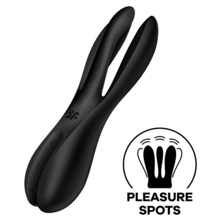 Menage a trois alone with you? No problem with the Satisfyer Threesome 2! A vibrator as sexy as it gets and gives you the attention you deserve.Product information Satisfyer "Threesome 2"	Sensual stimulation of clitoris and labia	12 vibration programs	3 super-strong power motors	Silicone Flex technology	Whisper mode	Made of super soft