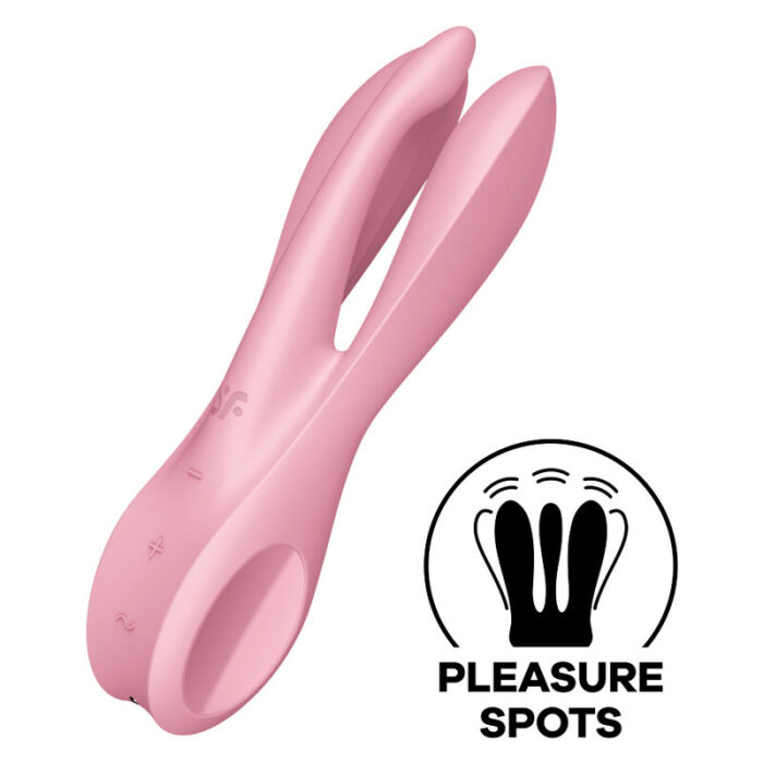 Menage a trois alone with you? No problem with the Satisfyer Threesome 1! A vibrator as sexy as it gets and gives you the attention you deserve.Product information Satisfyer "Threesome 1"	Sensual stimulation of clitoris and labia	12 vibration programs	3 super-strong power motors	Silicone Flex technology	Whisper mode	Made of super soft