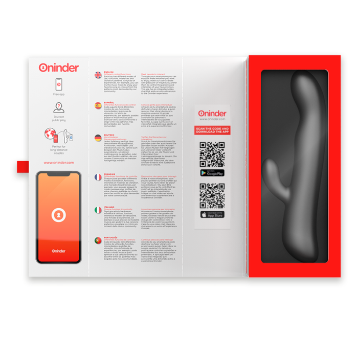 and experience the mixed orgasm.Flexible arm	The internal G-spot stimulator can be adjusted to fit your unique body shape.Oninder app	Unlock new toy control features with the Oninder app. Touch the screen of your smartphone to change the vibration and intensity settings