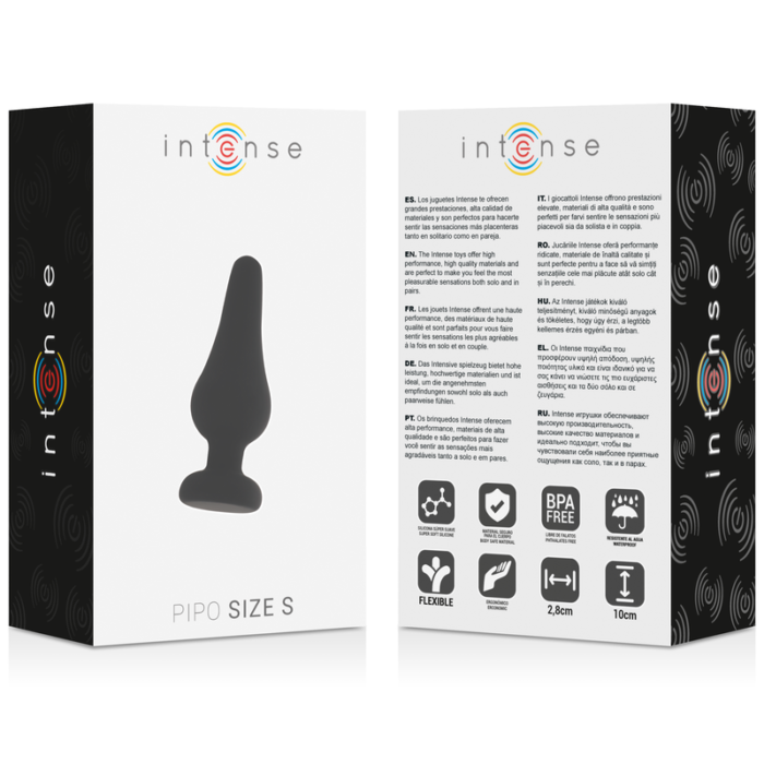 intense - anal plug pipo s black silicone 9.8 cm - Lovex Erootikapood