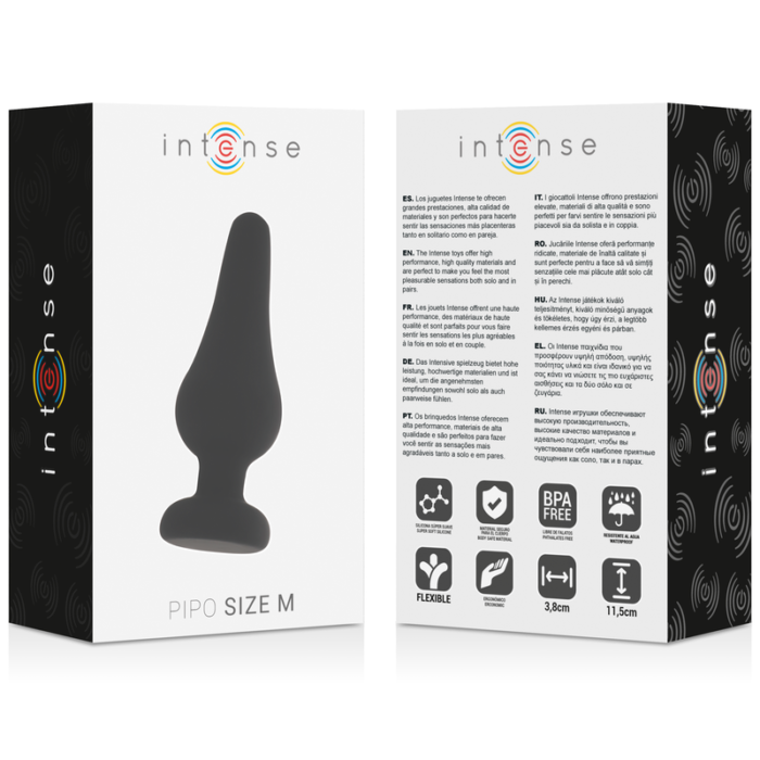 intense - anal plug pipo m black silicone 11 cm - Lovex Erootikapood