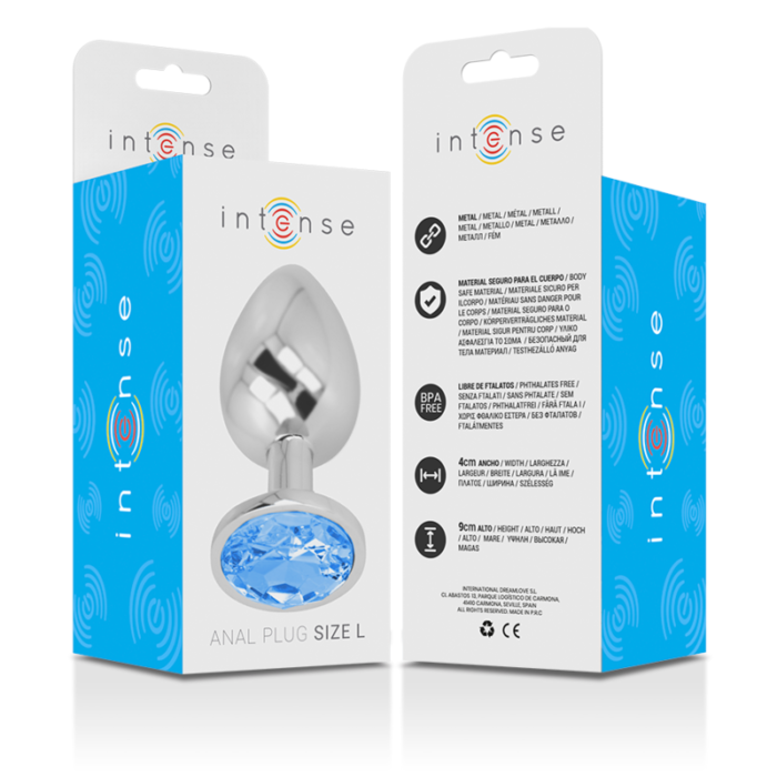 intense - aluminum metal anal plug with blue crystal size l - Lovex Erootikapood