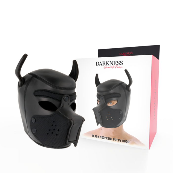 This dog mask is made of neoprene