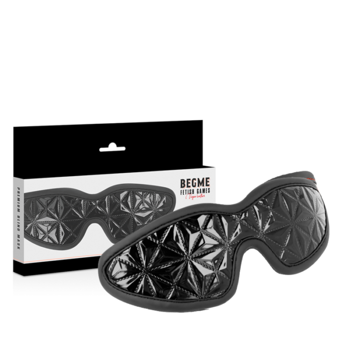 BEGME Elastic vegan leather mask perfect for your bondage games.Why wear a mask in the BDSM game?It means in the sexual code: Blindfold me! It is when the mask becomes the sole controlling force behind a person's sexuality.Put this BEGME mask on your lover to give a mysterious and interesting touch to the moment. Induce your lover into a state of darkness that enhances his sexual appetite.	This mask is fastened with a comfortable stretch fabric strap.Materials; Neoprene