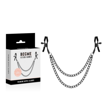 Begme introduces a nickel-free nipple think perfect for your BDSM games.These Begme chain nipple clamps are unisex and very easy to use! The clamps and chain are made of stainless steel and aluminum. They do not contain nickel. You can use the nipple clamps for your naughty secrets or as a stimulating supplement while penetrating your lover.	Made of nickel free material.Use this accessory alone or with other BEGME itemsSadomasochism is based on more than just feeling pleasure through pain. It is characterized by assuming the roles of dominant and submissive. The representation of these roles in non-sadomasochistic couples