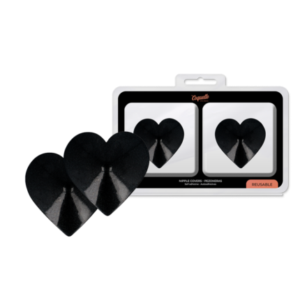 These lovely nipple covers from Coquette Chic Desire! they are the perfect complement to surprise and seduce. They come with a self-adhesive tape so they are easy to put on and take off. Be the center of attention with the daring nipple covers or give your partner the best possible gift.	Black hearts nipple covers 	Reusable 	Material: Metal	Use this product alone or in combination with other Coquette Chic Desire productsTHE COQUETTE CHIC DESIRE BRANDThe novelties of the COQUETTE CHIC DESIRE collection arrive with feminine and elegant inspiration. The brand joins the followers of #luxury #pleasure #life # sensuality # harmony # elplacercongarantías and offers us unique looks in sex toys suitable for any occasion. "We moved to newyork where the stores inspire all humans to turn inspiration into reality through Coquette Chic Desire"The woman of the 21st century is a symbol of prosperity