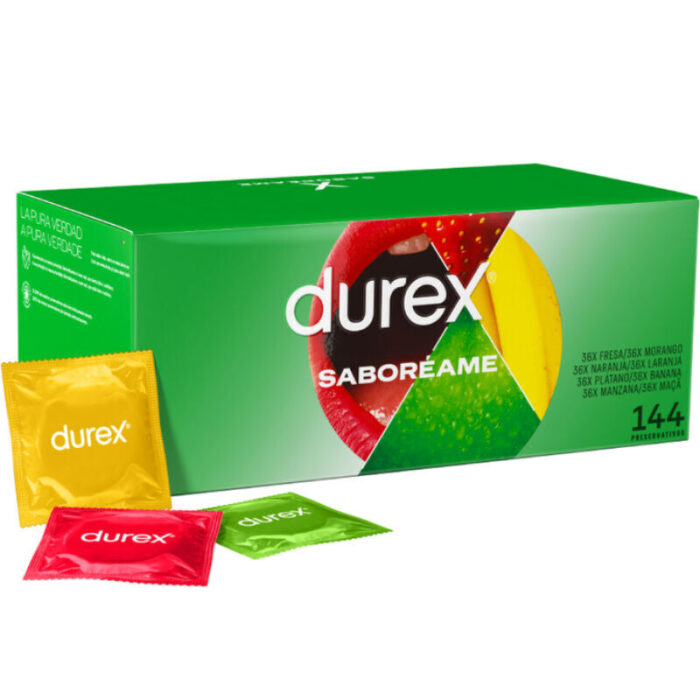 Durex Pleasure Fruits condoms are lubricated with fruit aromas and flavors: strawberry