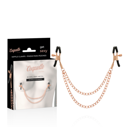 COQUETTE CHIC DESIRE FANTASY. Features the sturdy and stimulating nipple clip.These chain nipple clamps from Coquette Chic Desire! they are unisex and very easy to use. The clips and chain are made of nickel-free metal. They do not contain nickel. You can use the nipple clamps for your naughty secrets or as a stimulating supplement while penetrating your lover.	The best complement for your bondage games.	Made of material; Nickel freeUse this nipple clip together with other accessories from the collection