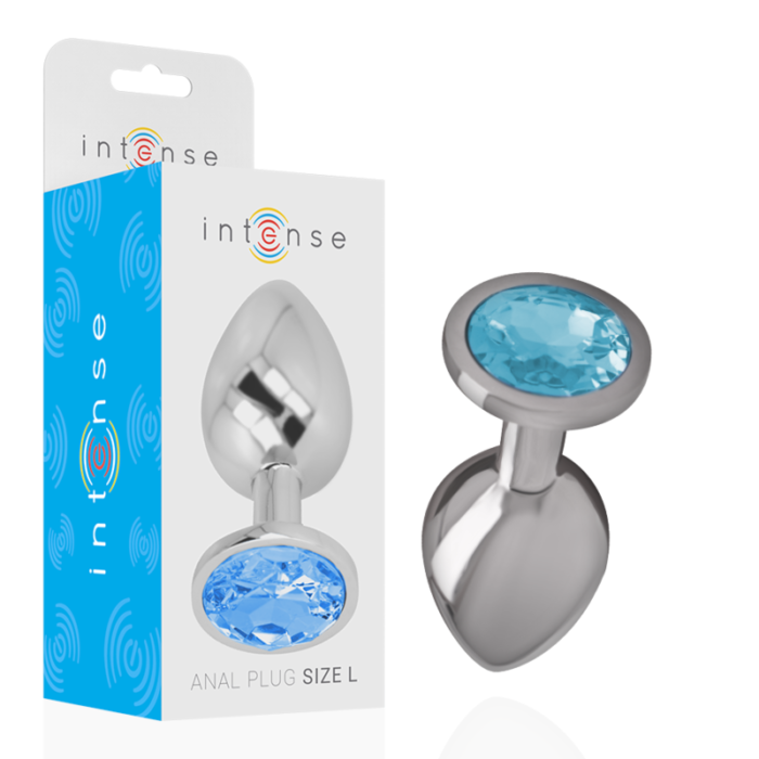 intense - aluminum metal anal plug with blue crystal size l - Lovex Erootikapood