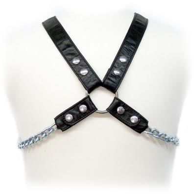 Leather and chain harness for men to practice BDSM	Color: Black	Adjustable to all sizes from S to XL 