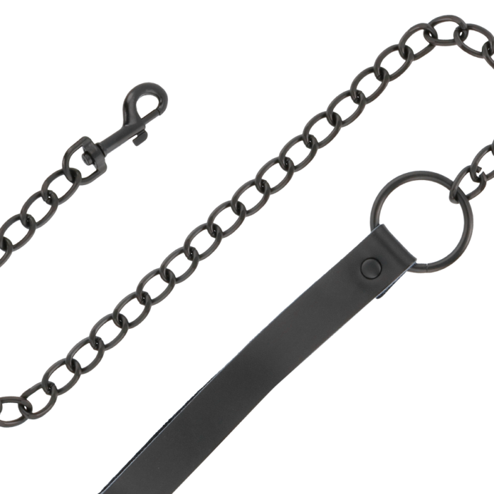 a locking buckle allows you to confine your lover inside the posture collar for as long as you want.The chain link leash adheres to the D-ring on the collar through a swivel hook