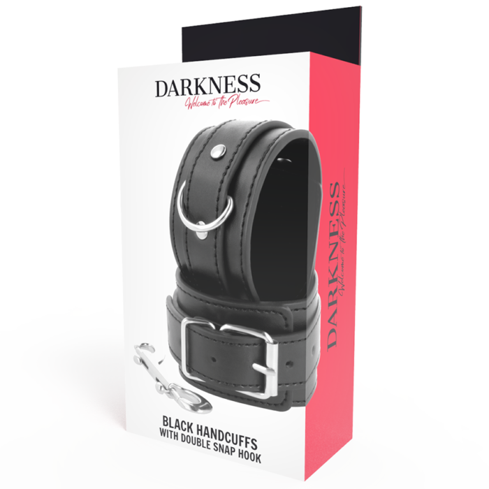 darkness - black adjustable handcuffs with double reinforcement tape - Lovex Erootikapood