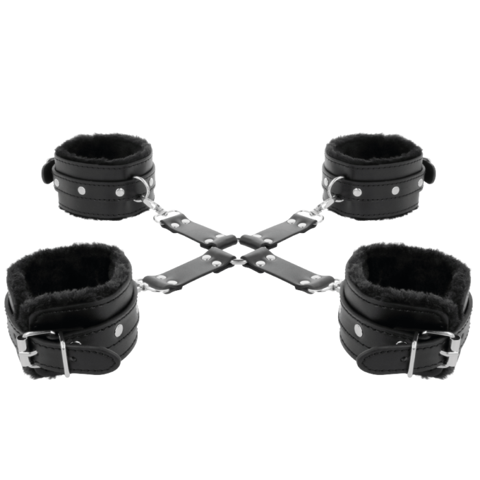 darkness - leather handcuffs for foot and hands black - Lovex Erootikapood