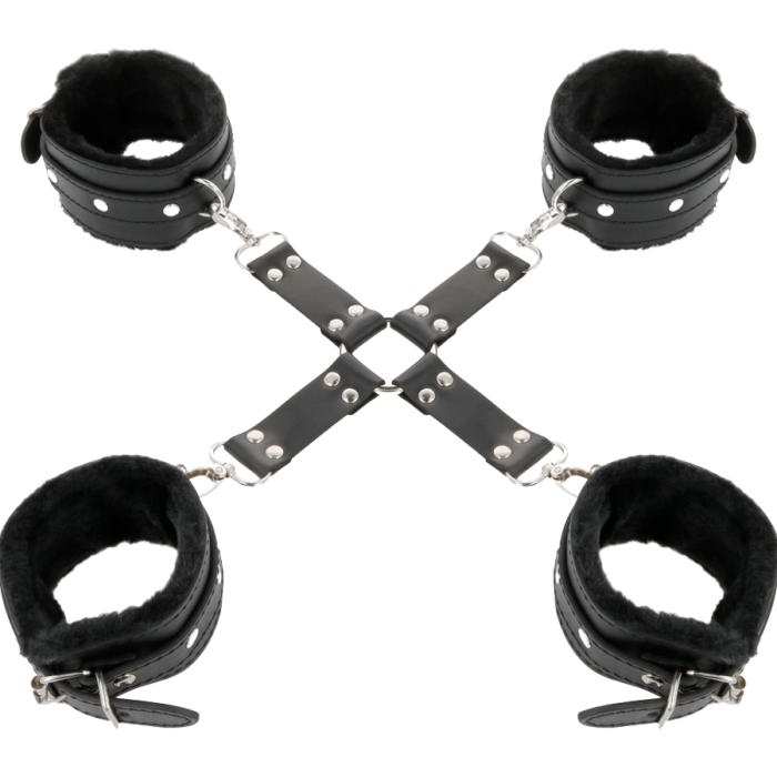 darkness - leather handcuffs for foot and hands black - Lovex Erootikapood