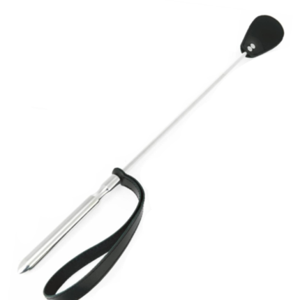 Beautiful polished stainless steel riding crop with double leather on the end