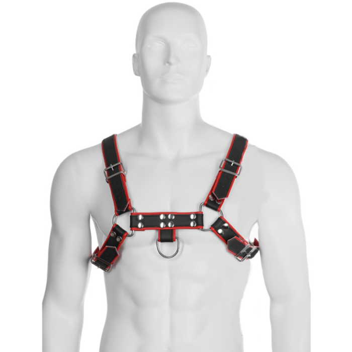 Try BDSM with this leather harness with metal chains. Your experiences will be the best.	Color: Red and black.	For men.	One size and adjustable from S to XL.  