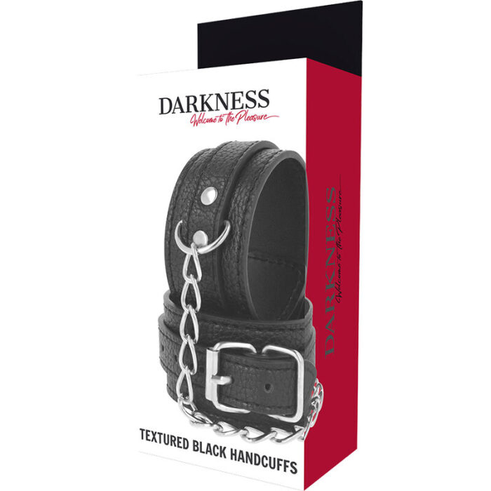 darkness - black textured leather handcuffs - Lovex Erootikapood