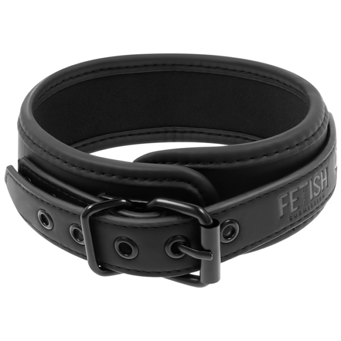 a short strap and a small ring to keep your slave under strict control.This slave collar with vegan leather