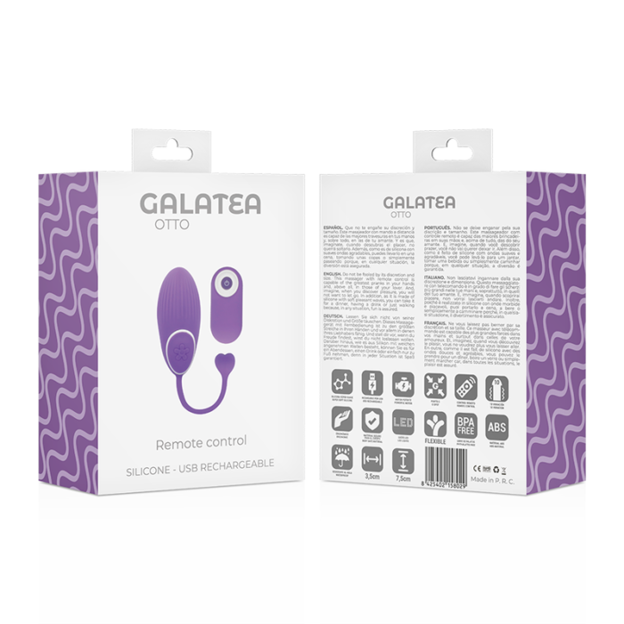 feel Galatea! Anti-allergenic silicone Remote control 10 vibration patterns 1 Engine USB rechargeable included Powerful and silent Lithium ion battery Easy to clean Its name says it all