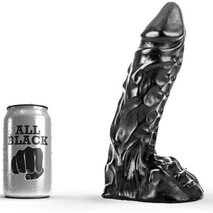This All Black dildo has very well formed veins on the entire axis and testicles. Only the sight of this toy is already very exciting. Enjoy absolute guaranteed!Water-based lubricants and sillicone can be used. It is important to clean the dildo thoroughly after use. Each toy is tightly wrapped in a transparent plastic protective case.	Material: PVC	Measures: 23 x 5 cm* To achieve an optimal experience and to be able to enjoy it in a pleasant and painless way