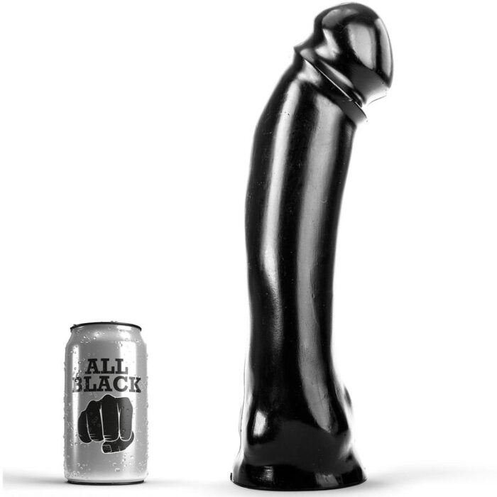 This All Black dildo with its nice solid pull and its long shaft is straight. Super toy for vaginal and anal use!Water and silicone based lubricants can be used here. It is important to clean the dildo thoroughly after use. Each toy is tightly wrapped in a transparent plastic protective case.	• Material: PVC	• Measures: 33 x 7 cmDiscover the entire range of ALLBLACK products