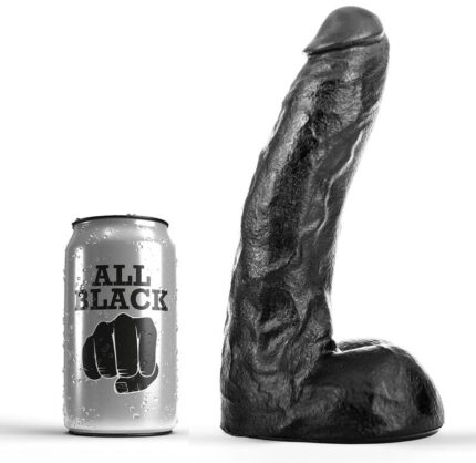 This All Black dildo is slightly veined