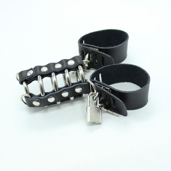 ohmama fetish - penis cage with metal rings and leather straps - Lovex Erootikapood