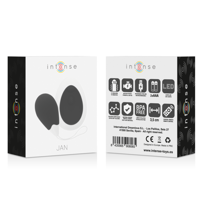 intense - jan vibrating egg remote control black - Lovex Erootikapood