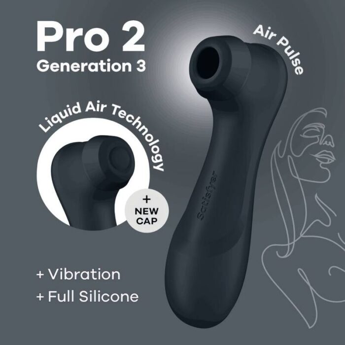 you’ll be flooded with the pleasure of a tapping touch as the air pressure waves arouse your clitoris through a thinly sheathed cap.Product information "Satisfyer PRO 2 Generation 3"	Stimulates the clitoris using intense pressure waves without direct contact	Made from super-soft