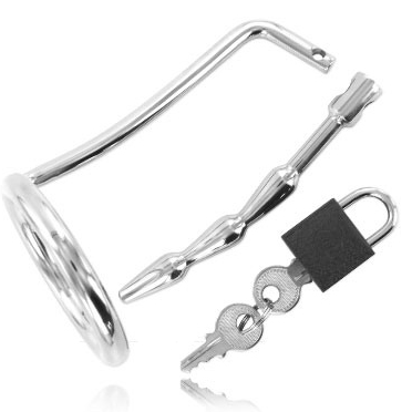 Discover your BDSM side with the Humped Cock Trap	Stainless Steel 	Diam. metal ring 45 mm	Locker and keys included  