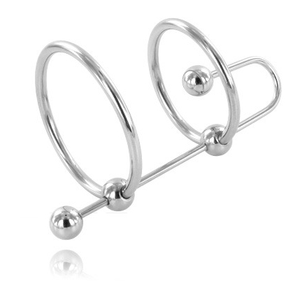 This cockring is for BDSM but can be used by everybody.	Stainless steel 	Rings measures: 28 mm and 32 mm