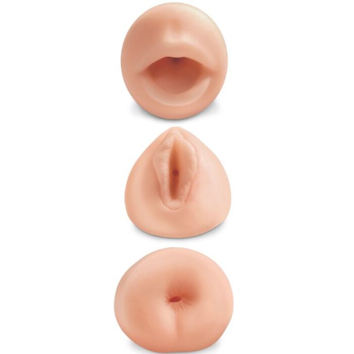 Why choose a favorite fuck hole when you can have all three! This tantalizing trio of strokers is the perfect kit for the ultimate jackoff sessions! The super-soft masturbators are made from velvety-smooth Fanta Flesh and wrap around every inch of your pleasure rod. Choose between a wide-open mouth