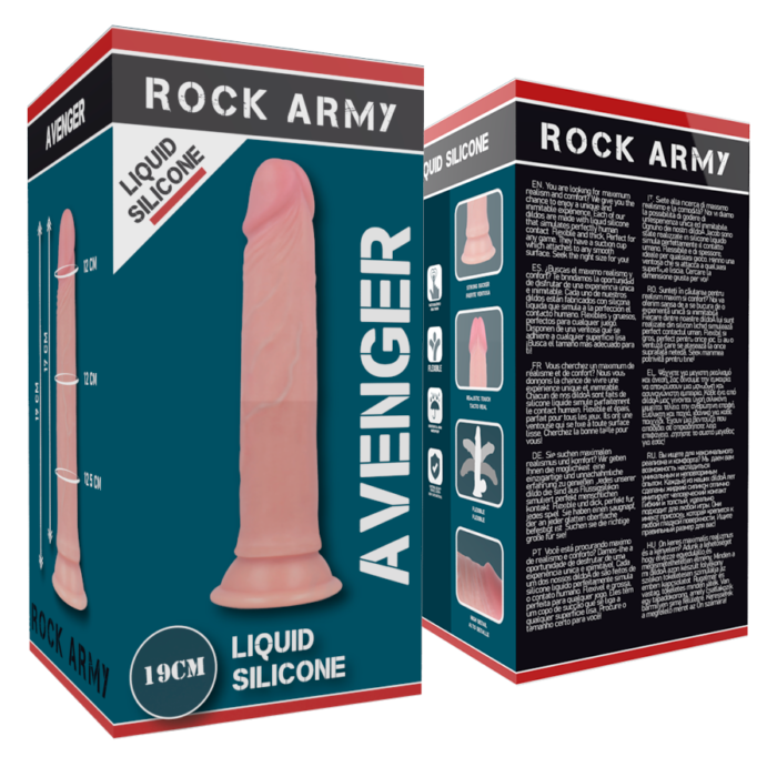 rock army liquid silicone is a must-have for all lovers of realistic fun.Rockarmy Liquid Silicone 100% Hypoallergenic material stands out for its silky matte surface with an extraordinary adaptation to the body. Premium waterproof finish (IPX7).Erotic toys are easy to clean and hygienic for a long time. The flexible material glides on wonderfully and quickly adopts body temperature. The Rockarmy dildo cleans quickly and easily with a little soap and warm water. For thorough hygiene